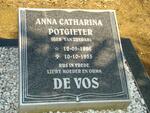 VOS Anna Catharina Potgieter, de neé VAN ZUYDAM 1896-1955