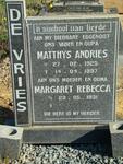 VRIES Matthys Andries, de 1925-1997 & Margaret Rebecca 1931-