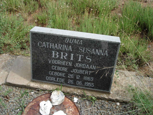 BRITS Catharina Susanna, formerly JORDAAN, nee JOUBERT 1869-1955
