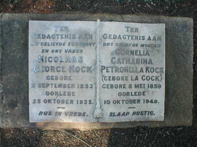 KOCK Nicholaas George 1853-1935 & Cornelia Catherina LA COCK 1859-1949
