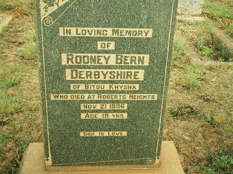 DERBYSHIRE Rodney Bern -1936