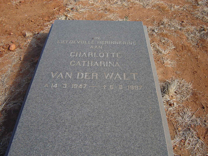 WALT Charlotte Catharina, van der 1947-1997
