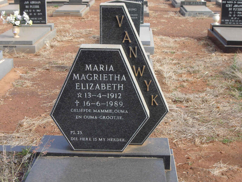 WYK Maria Magrietha Elizabeth, van 1912-1989