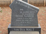 WALT Hester Elizabeth, van der 1892-1973