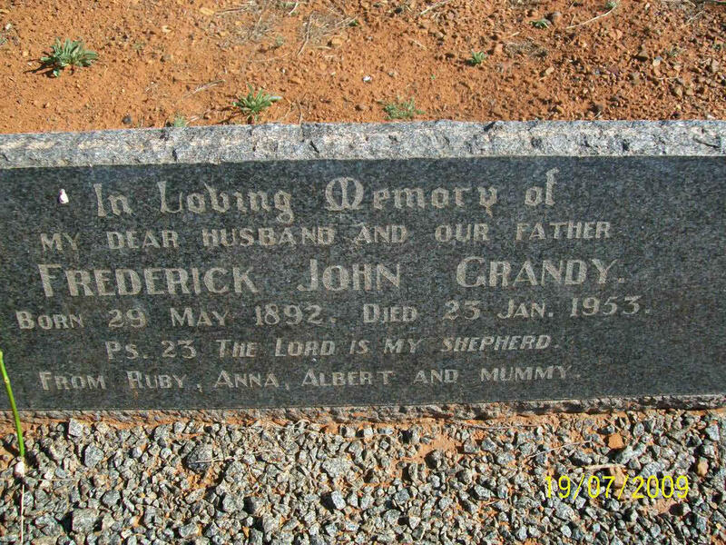 GRANDY Frederick John 1892-1953