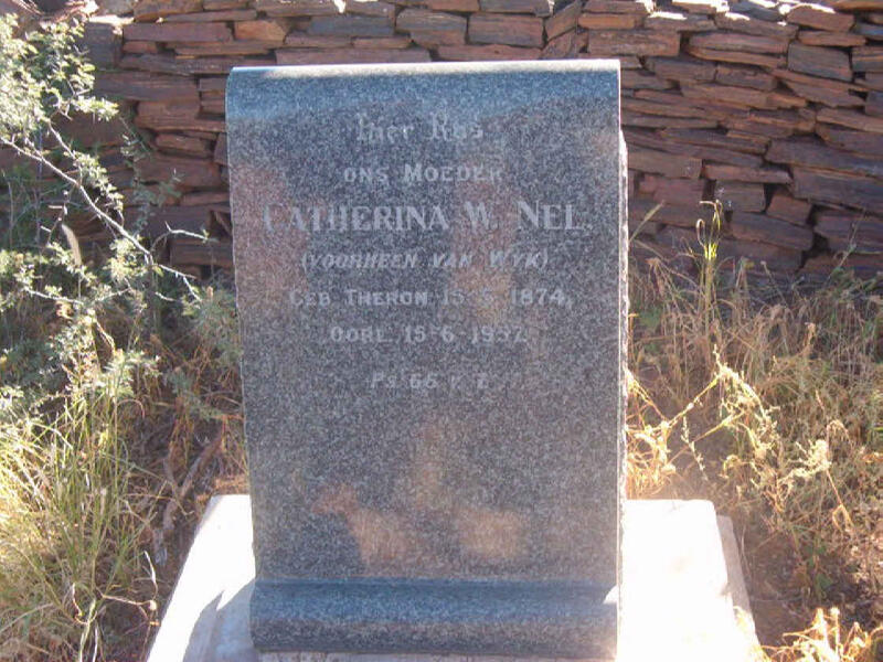 NEL Catherina W. nee THERON voorheen VAN WYK 1874-1957