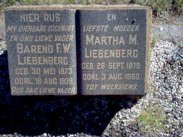 LIEBENBERG Barend F.W. 1873-1939 & Martha M 1879-1960