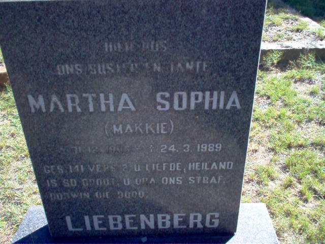 LIEBENBERG Martha Sophia ?-1989