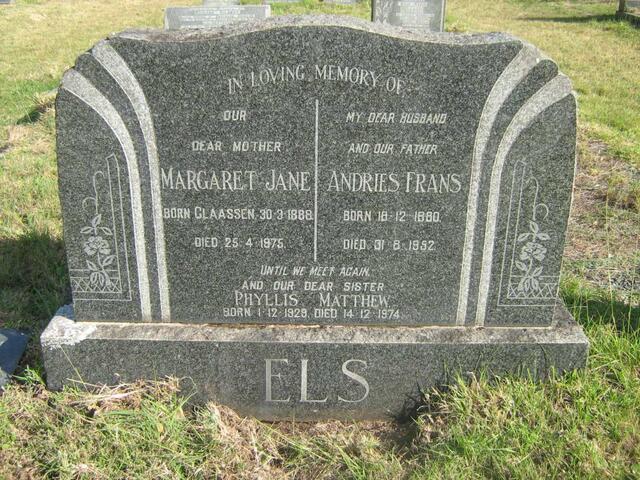 ELS Andries Frans 1880-1952 & Margaret Jane CLAASSEN 1888-1975 :: MATTHEW Phyllis 1928-1974