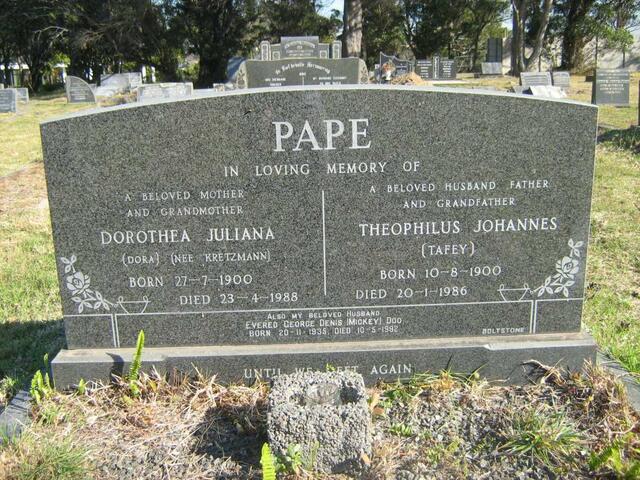 PAPE Theophilus Johannes 1900-1986 & Dorothea Juliana KRETZMANN 1900-1988