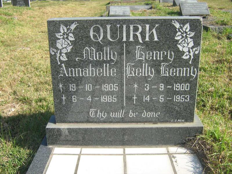 QUIRK Henry Kelly Kenny 1900-1953 & Molly Annabelle 1905-1985