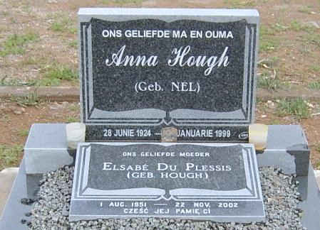 HOUGH Anna nee NEL 1924-1999 :: Du PLESSIS nee HOUGH 1951-2002