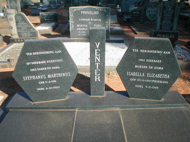 VENTER Stephanus Marthinus 1911-1980 & Isabella Elizabetha PRINSLOO 1910-1995