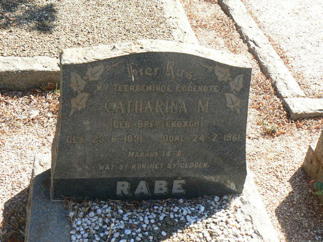 RABÉ Catharina M. nee BREYTENBACH 1891-1961