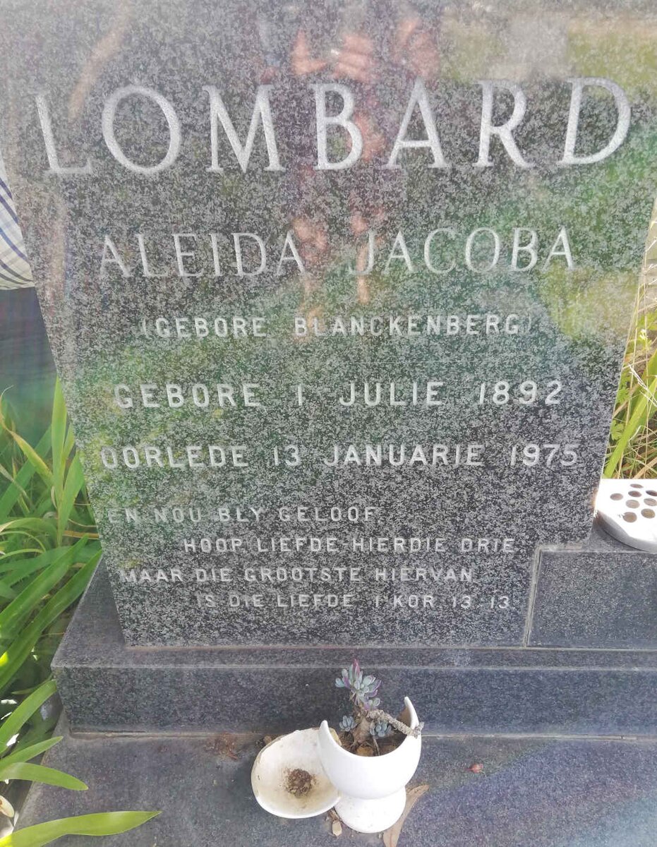 LOMBARD Aleida Jacoba nee BLANCKENBERG 1892-1975