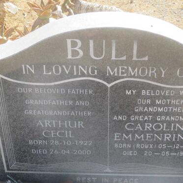 BULL Arthur Cecil 1922-2000 &amp; Carolina Emmenrinta ROUX 1923-1994