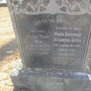 BOTHA Hendrik Petrus 1883-1974 &amp; Maria Catharina Magaretha CAMPBELL 1892-1944