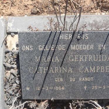CAMPBELL Maria Gertruida Catharina nee DU RANDT 1864-1926