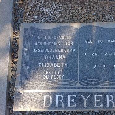 DREYER Johanna Elizabeth nee DU PLOOY 1895-1988