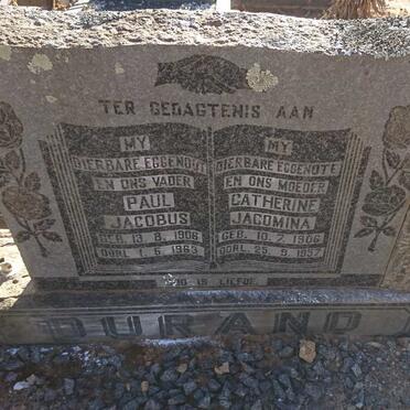 DURAND Paul Jacobus 1906-1963 &amp; Catherine Jacomina 1906-1957