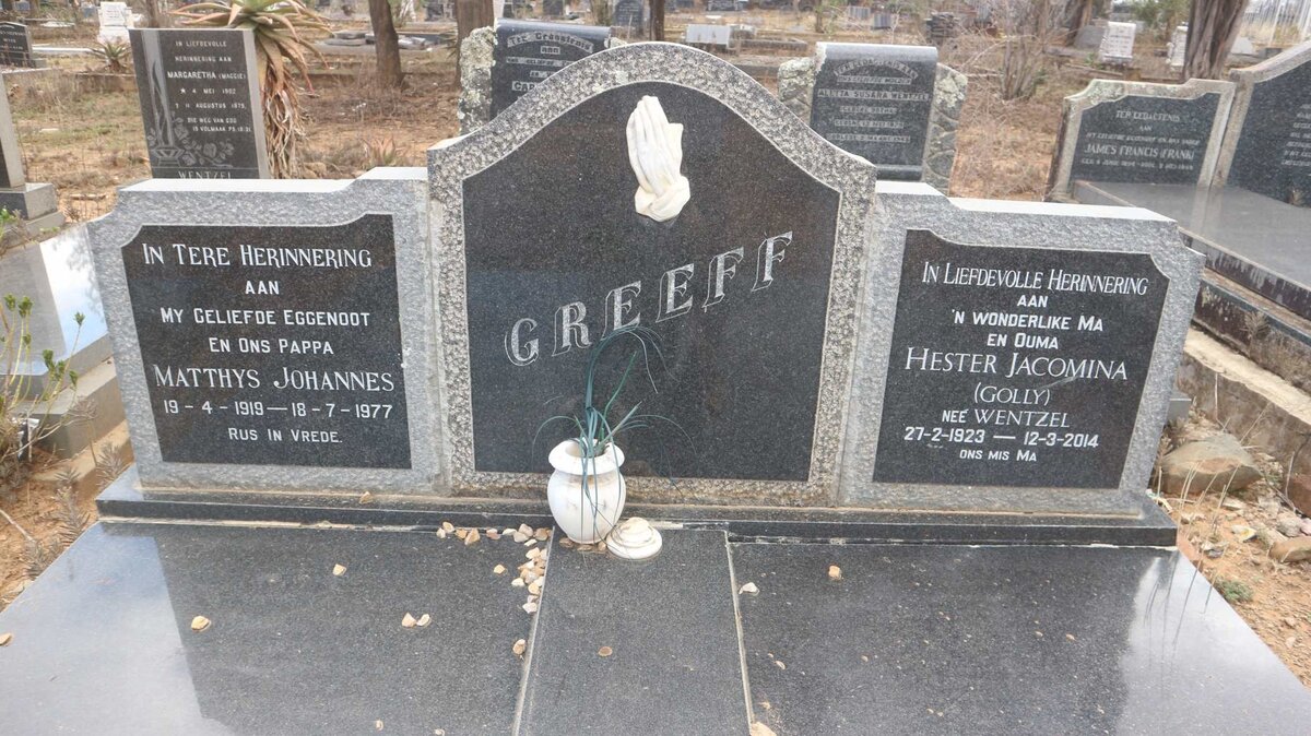 GREEFF Matthys Johannes 1919-1977 &amp; Hester Jacomina WENTZEL 1923-2014
