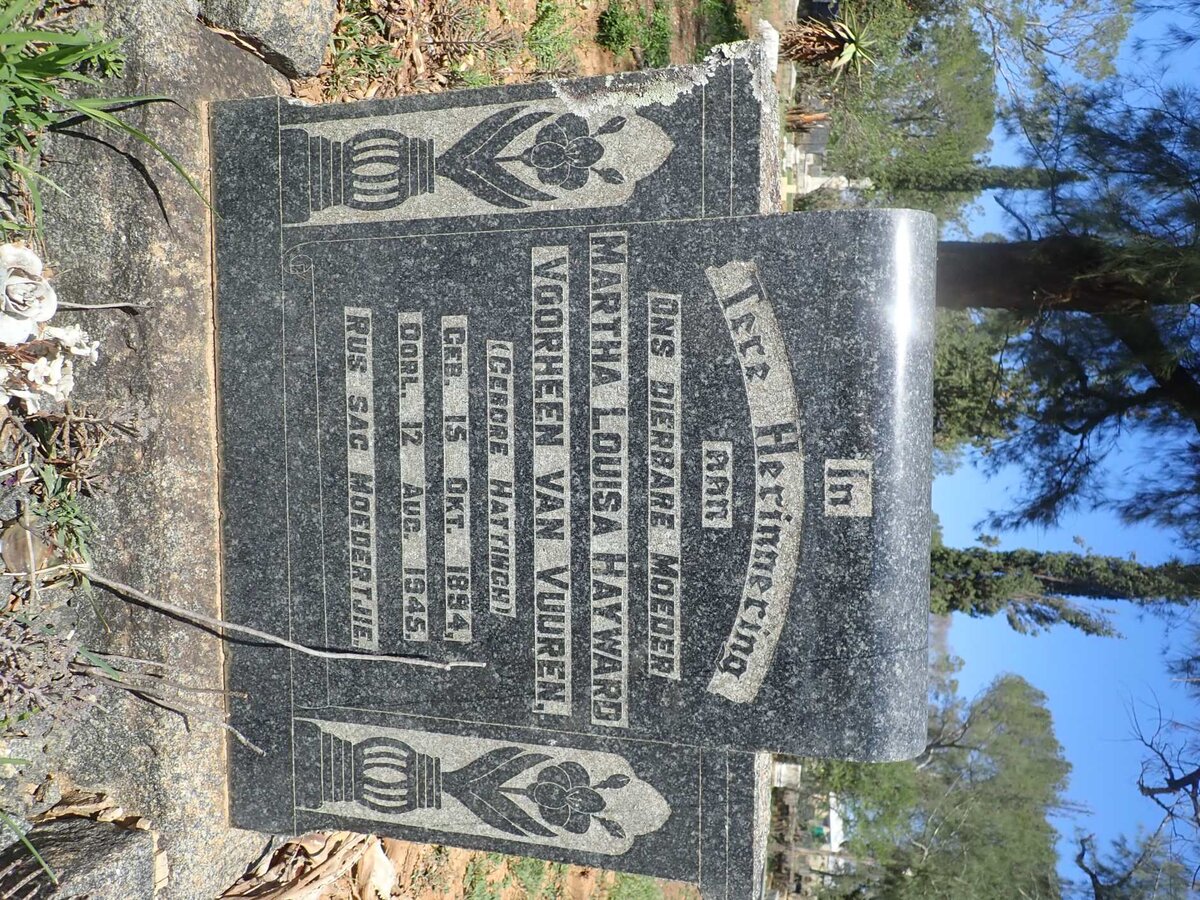 HAYWARD Martha Louisa voorheen VAN VUUREN nee HATTINGH 1894-1945