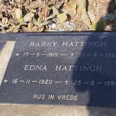 HATTINGH Barry 1915-1991 &amp; Edna 1920-1998
