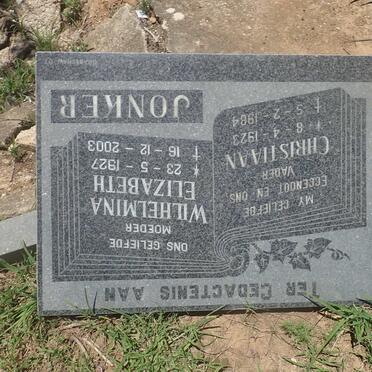 JONKER Christiaan 1923-1984 &amp; Wilhelmina Elizabeth 1927-2003