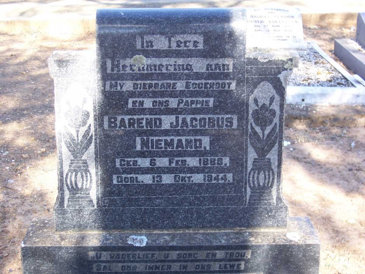 NIEMAND Barend Jacobus 1888-1944