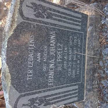 PREEZ Francina Johanna, du nee ALLEN 1879-1953