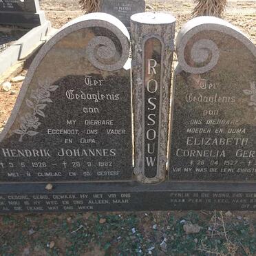 ROSSOUW Hendrik Johannes 1926-1982 &amp; Elizabeth Cornelia Gertruida 1927-1984