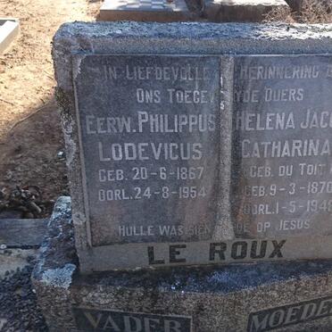 ROUX Philippus Lodevicus, le 1867-1954 &amp; Helena Jacoba Catharina DU TOIT 1870-1948