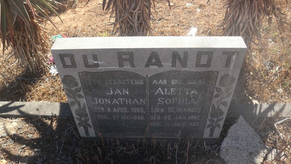 RANDT Jan Jonathan, du 1866-1940 &amp; Aletta Sophia BLOEMHOF 1882-1965