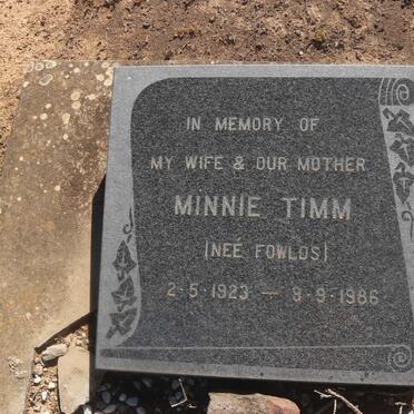 TIMM Minnie nee FOWLDS 1923-1986