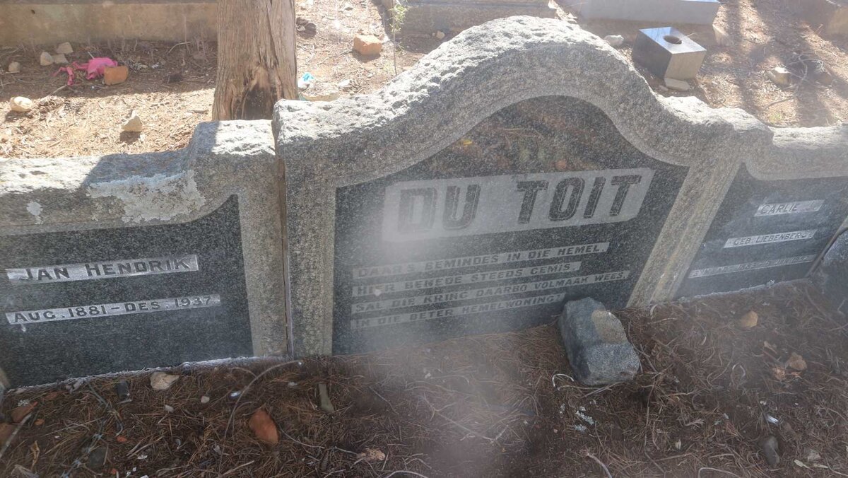 TOIT Jan Hendrik, du 1881-1937 &amp; Carlie J. LIEBENBERG 1883-1952