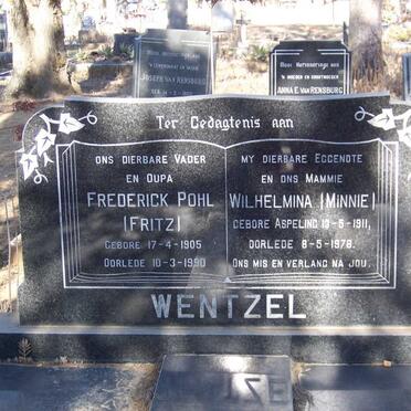 WENTZEL Frederick Pohl 1905-1990 &amp; Wilhelmina ASPELING 1911-1978