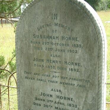HORNE John 1832-1917 :: HORNE Susannah 1833-1902 :: HORNE John Henry 1857-1892