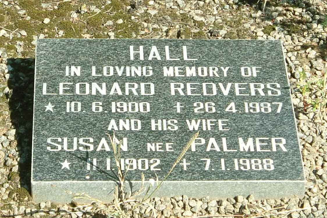 HALL Leonard Redvers 1900-1987 &amp; Susan PALMER 1902-1988