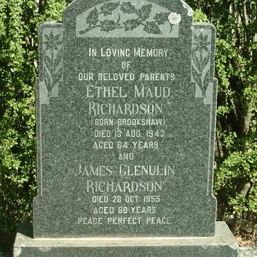 RICHARDSON James Glenulin - 1955 &amp; Ethel Maud  BROOKSHAW -1943
