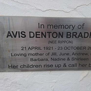 BRADFIELD Avis Denton nee RIPPON 1921-2014