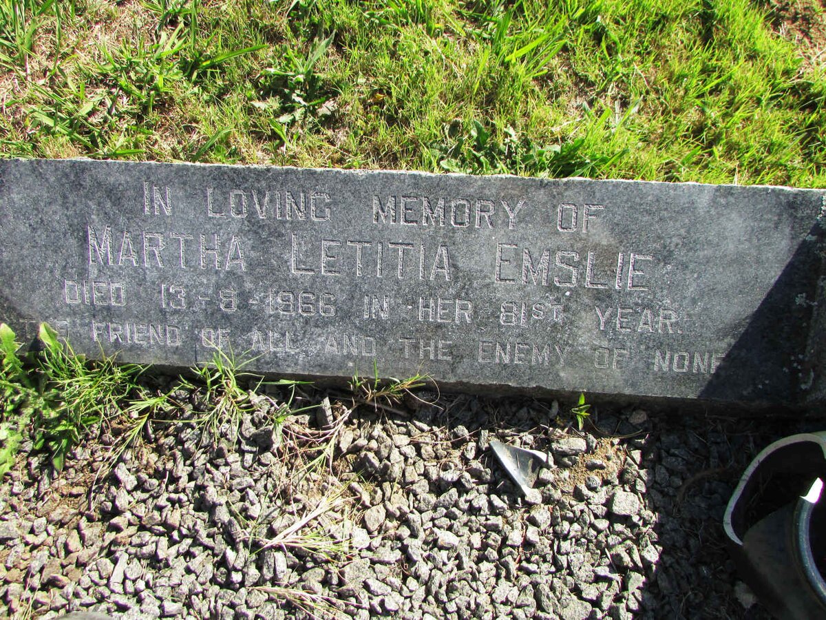 EMSLIE Martha Letitia -1966