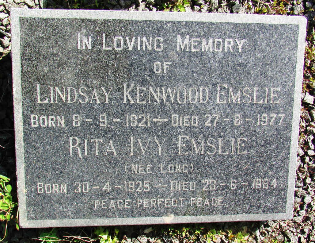 EMSLIE Lindsay Kenwood 1921-1977 &amp; Rita Ivy LONG 1925-1984