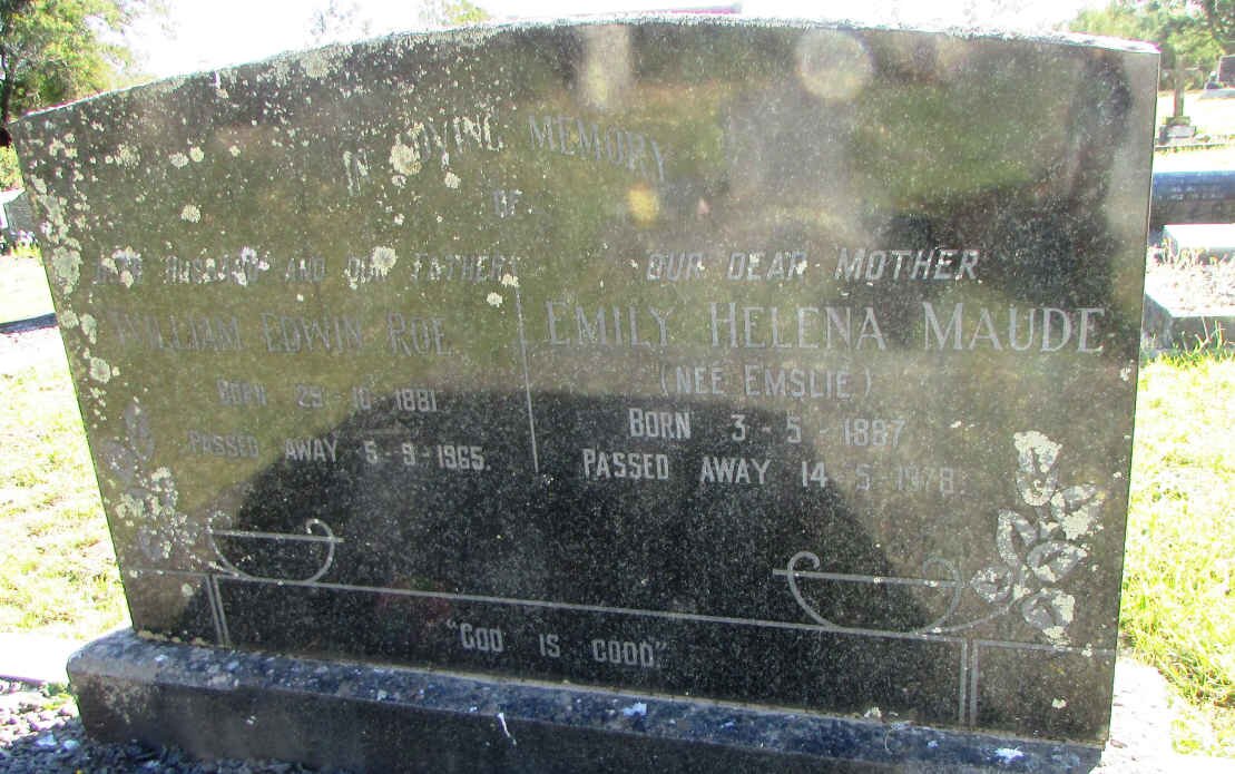 ROE William Edwin 1881-1965 &amp; Emily Helena Maude EMSLIE 18?7-1978