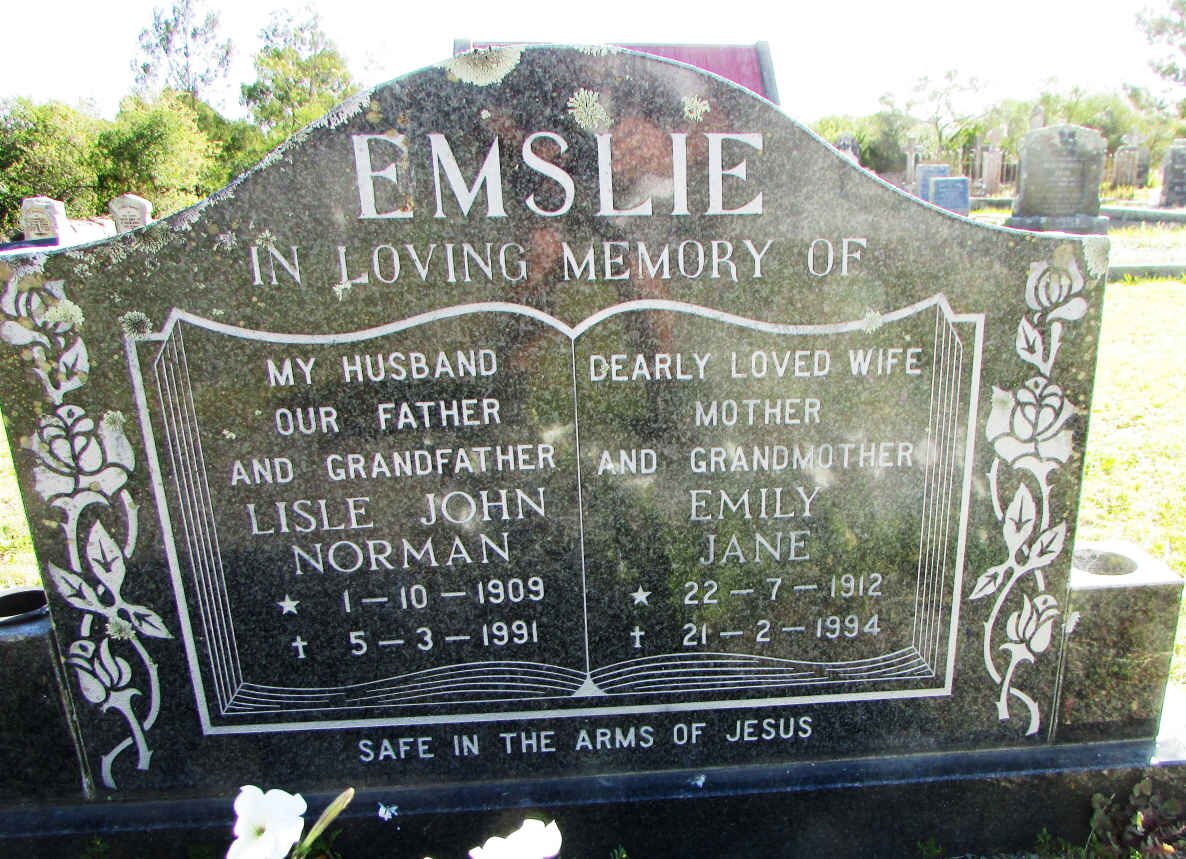 EMSLIE Lisle John Norman 1909-1991 &amp; Emily Jane 1912-1994