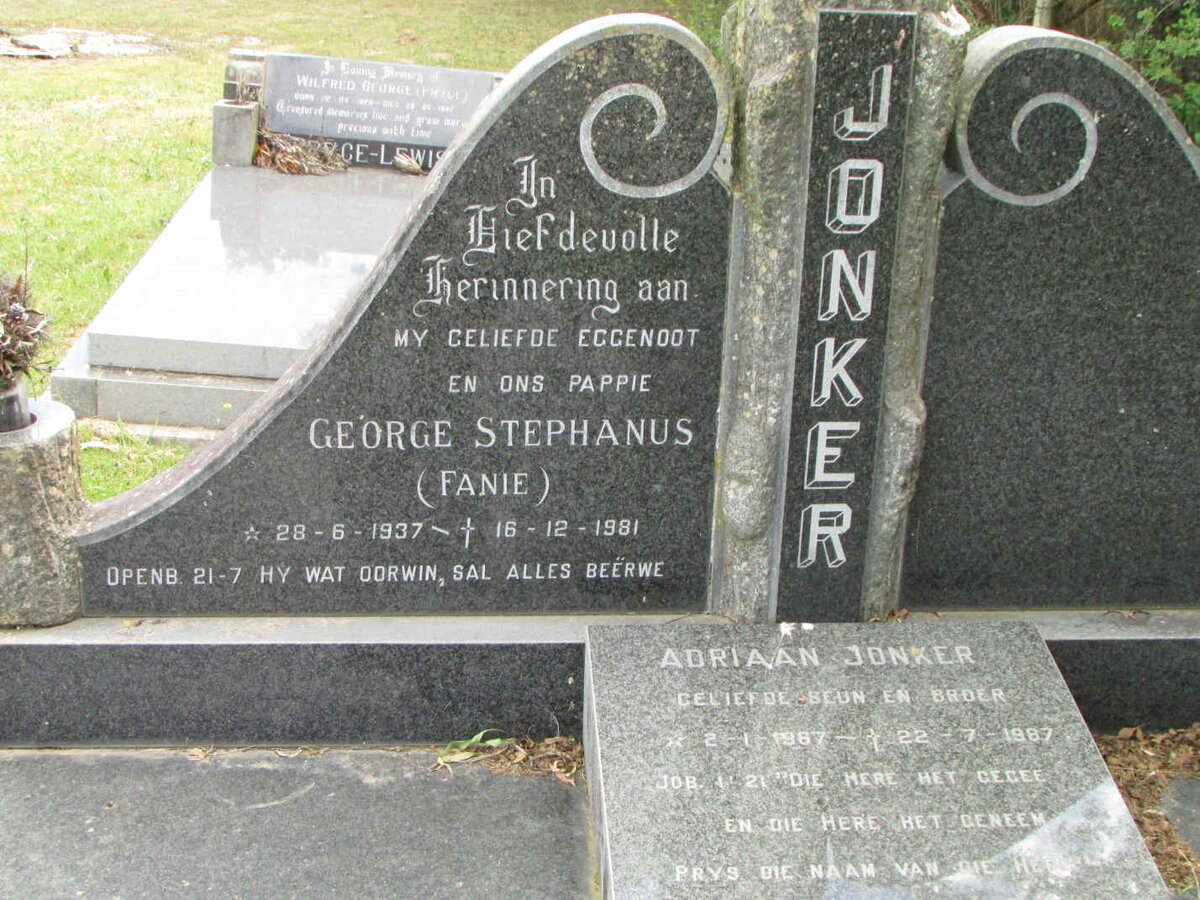 JONKER George Stephanus 1937-1981 :: JONKER Adriaan 1967-1987