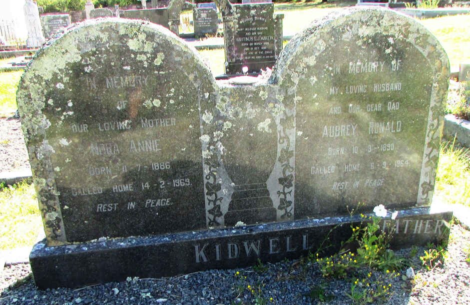 KIDWELL Aubrey Ronald 1890-1964 &amp; Nora Annie 1886-1969