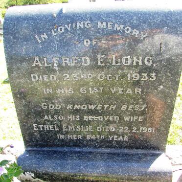 LONG Alfred E. -1933 &amp; Ethel EMSLIE -1961