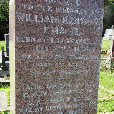 EMSLIE William Kenward 1816-1894 :: EMSLIE Sarah Jane -1878 :: EMSLIE Christopher