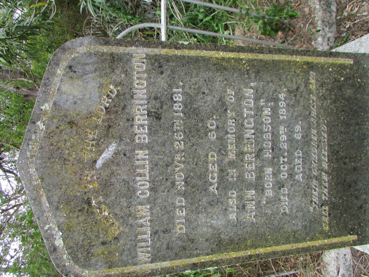 BERRINGTON William Collin -1881 &amp; Ann HOBSON -1894