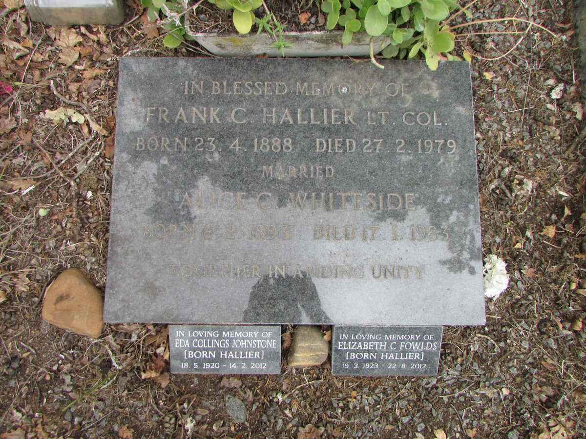 HALLIER Frank C. 1888-1979 &amp; Alice C. WHITESIDE 1893-1983